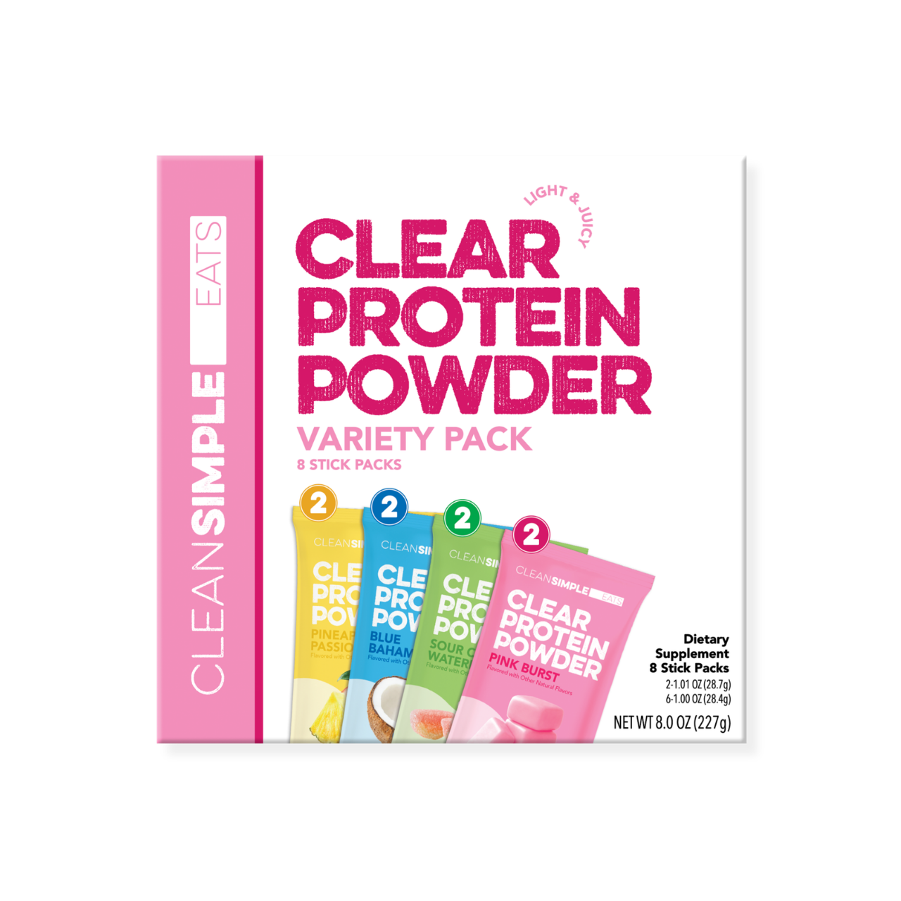 Clear Protein Powder: Variety Pack (8 Single Serving Packs)