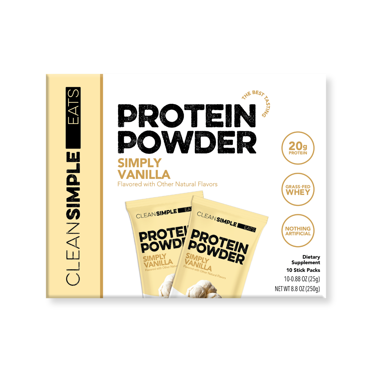 Protein Powder: Simply Vanilla (10 Single Serving Stick Packs)