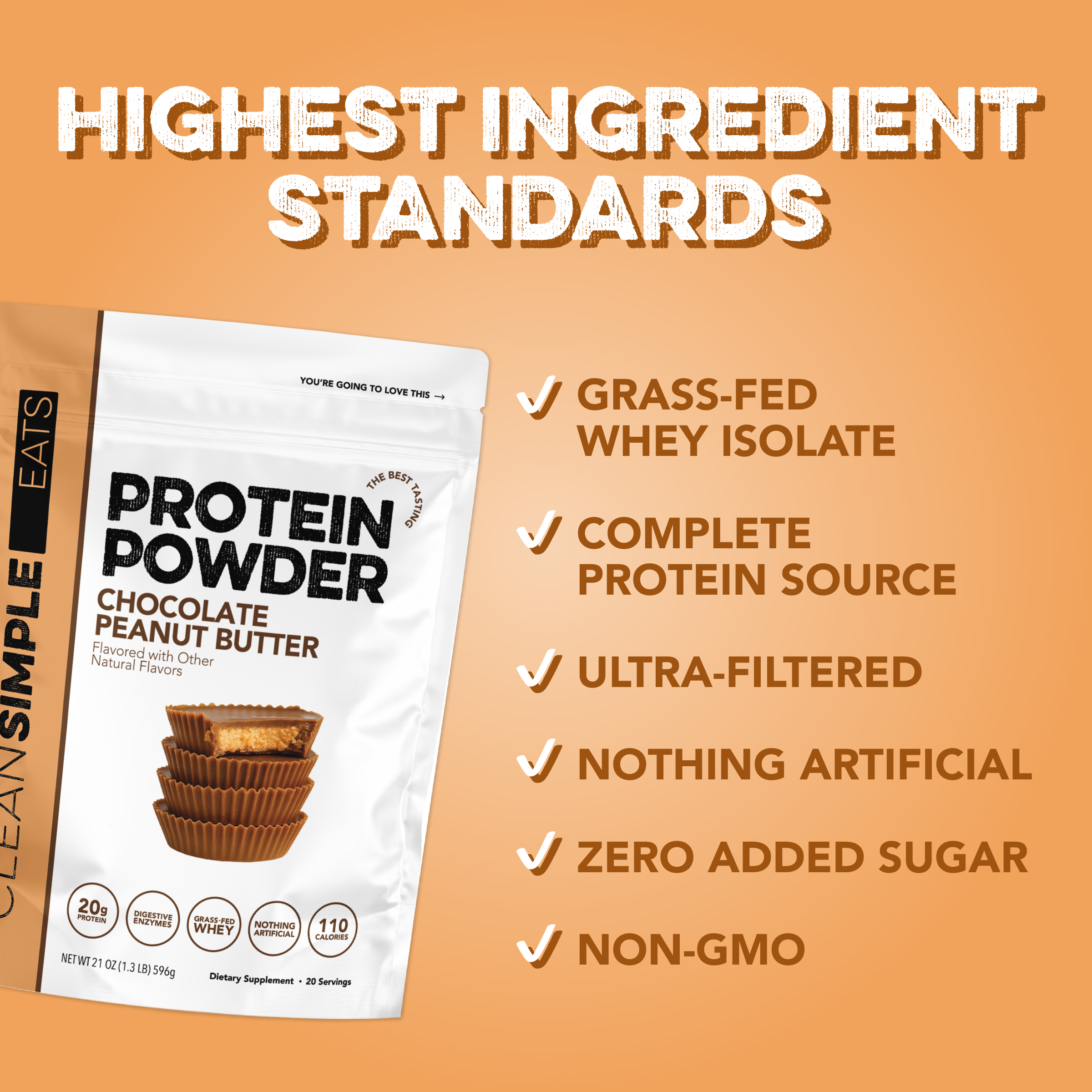 Protein Powder: Chocolate Peanut Butter (20 Serving Bag)