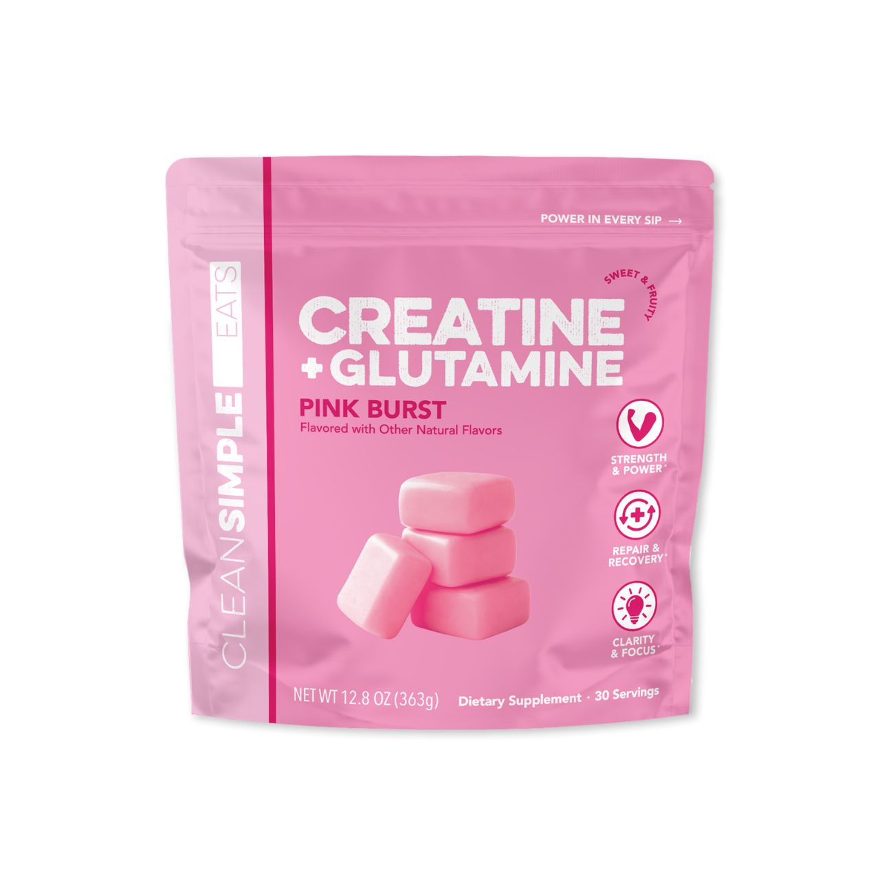 Creatine + Glutamine: Pink Burst (30 Serving Bag)