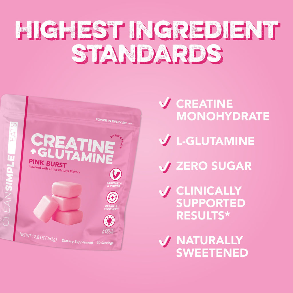 Creatine + Glutamine: Pink Burst (30 Serving Bag)