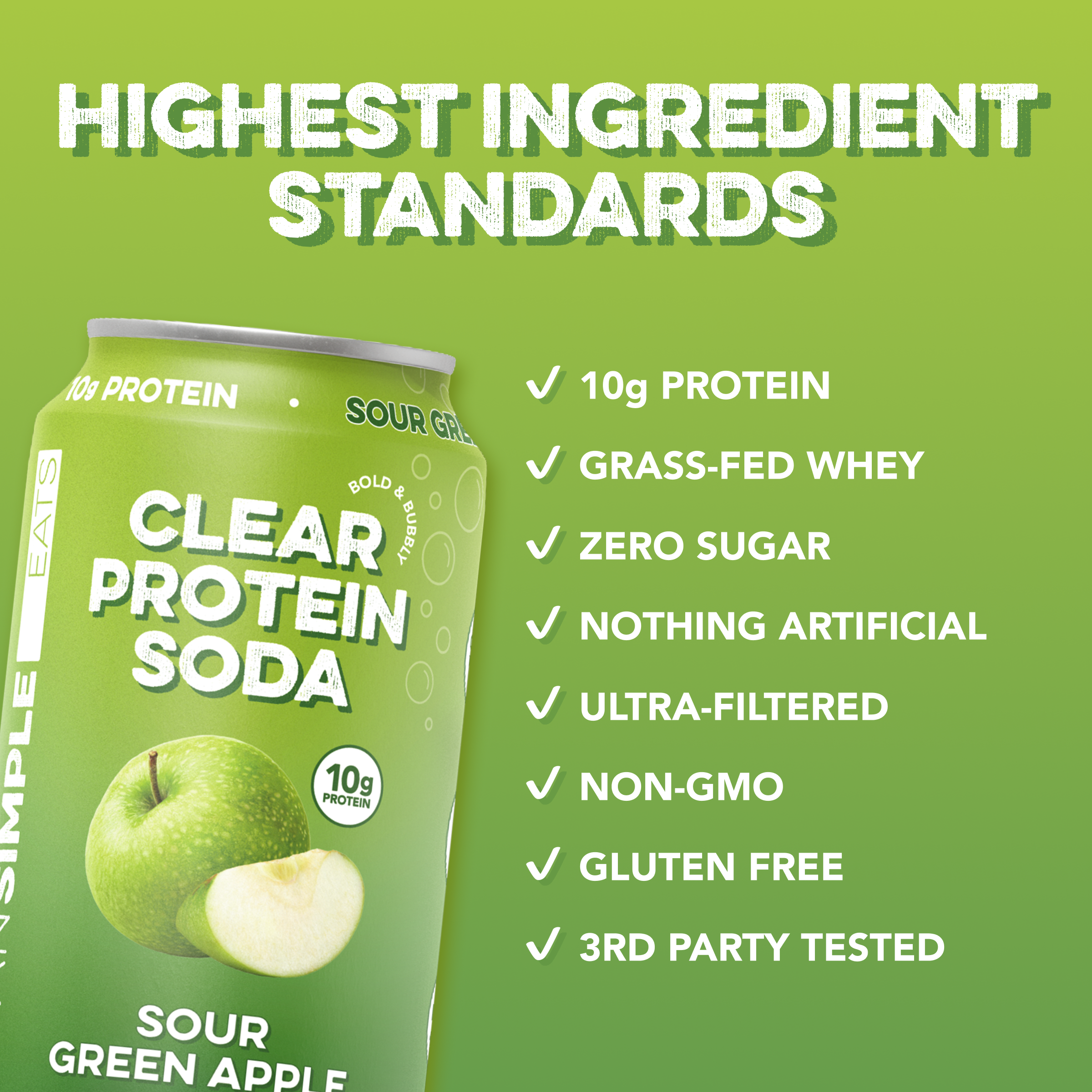 Clear Protein Soda: Sour Green Apple (12 Oz. | 12 Pack)