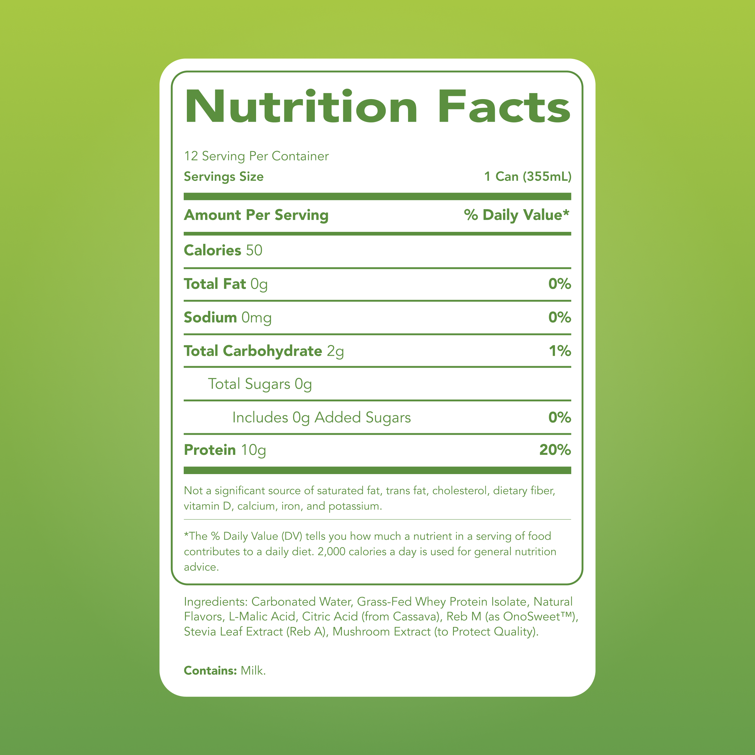 Clear Protein Soda: Sour Green Apple (12 Oz. | 12 Pack)