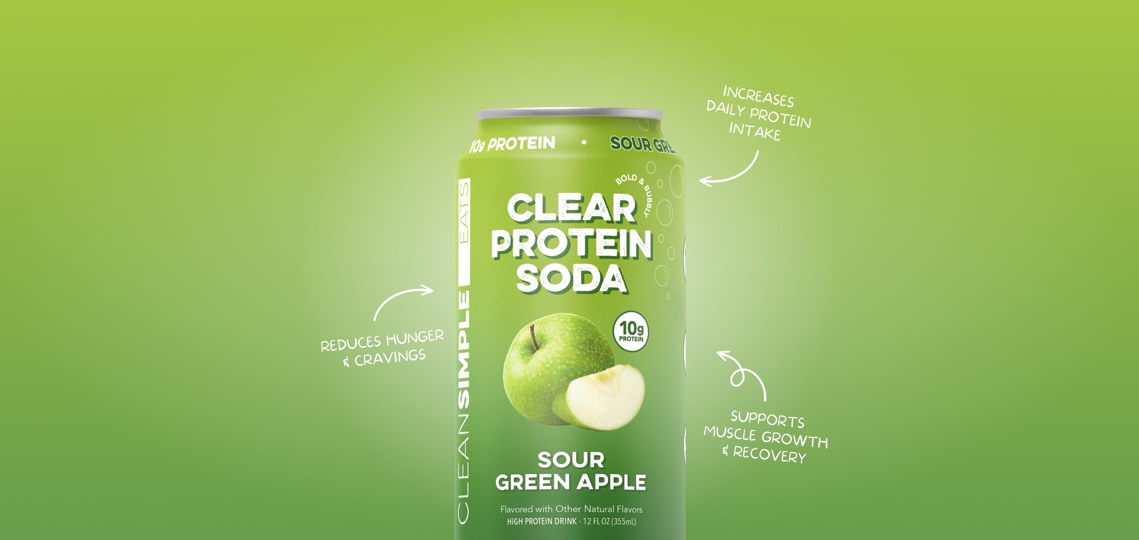 Clear Protein Soda: Sour Green Apple (12 Oz. | 12 Pack)