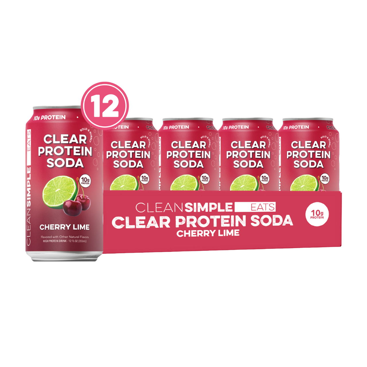 Clear Protein Soda: Cherry Lime (12 Oz. | 12 Pack)