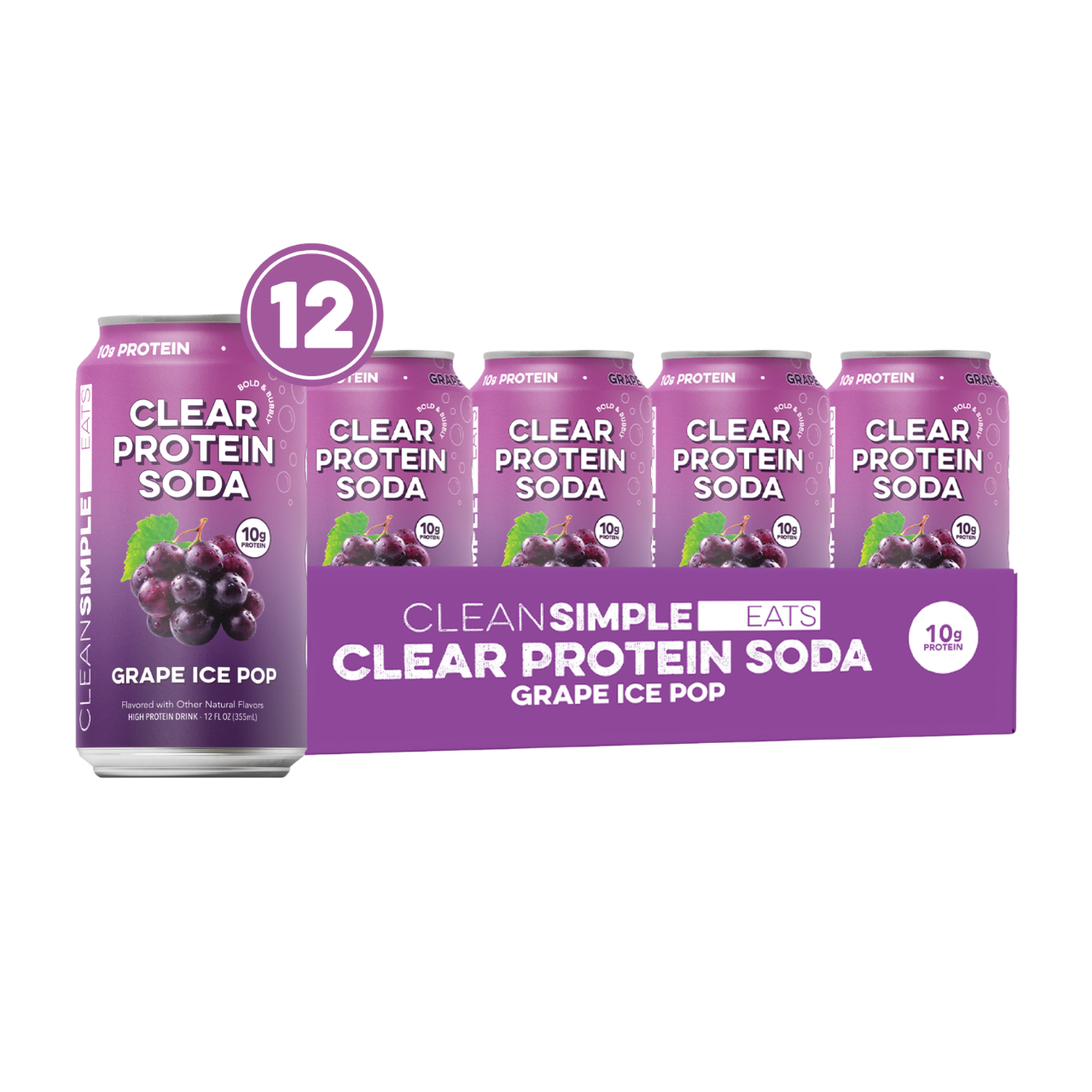 Clear Protein Soda: Grape Ice Pop (12 Oz. | 12 Pack)