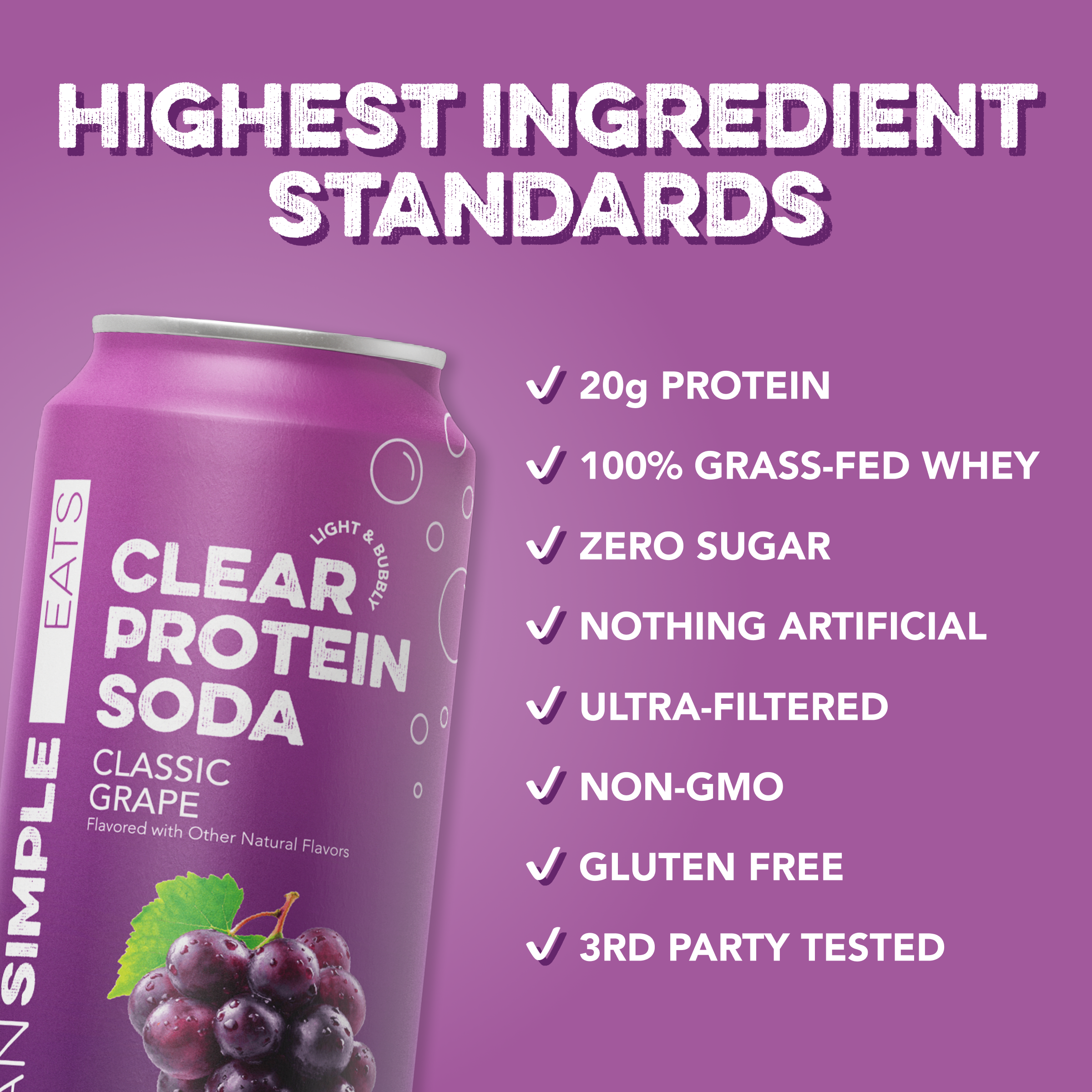 Clear Protein Soda: Grape Ice Pop (16 Oz. | 12 Pack)