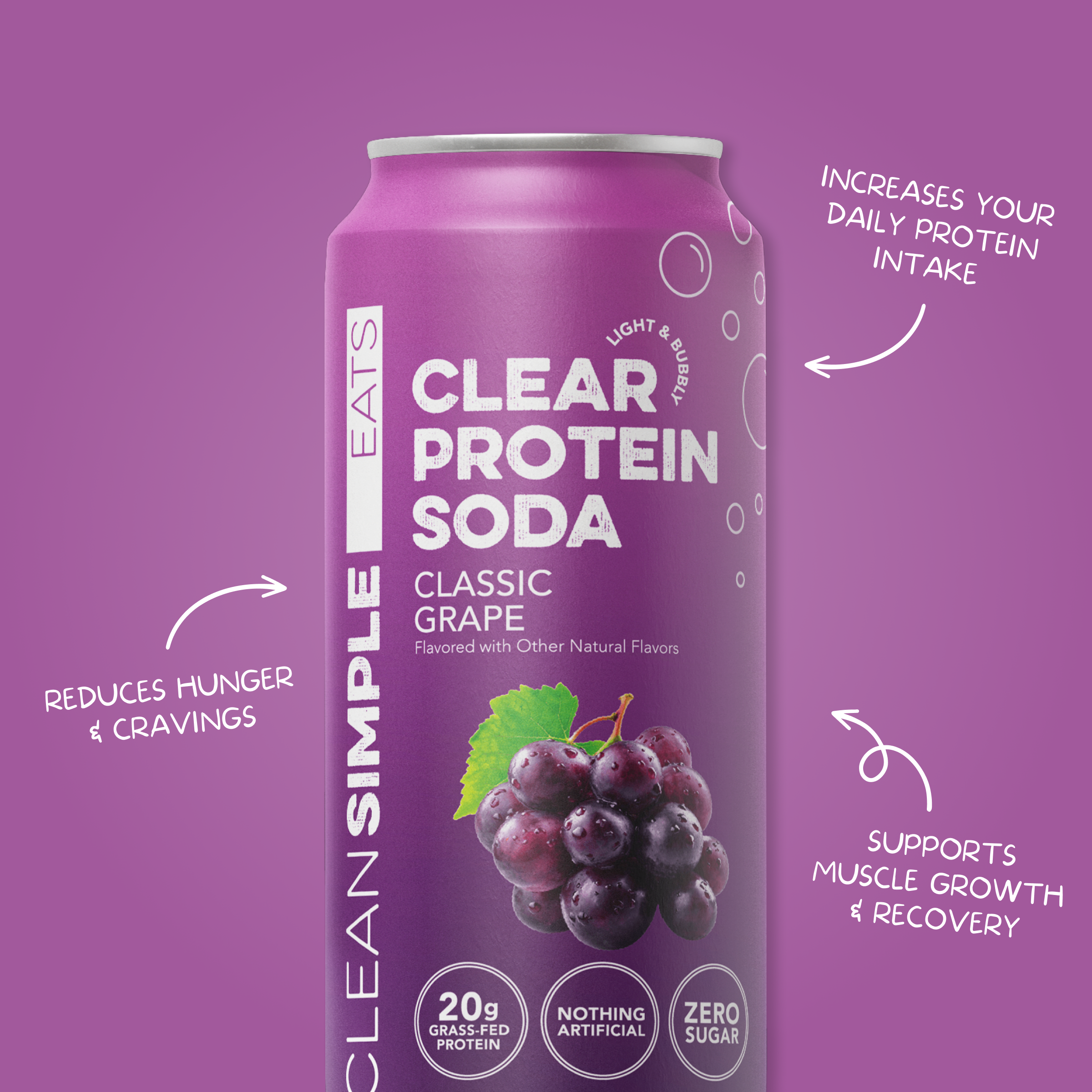 Clear Protein Soda: Grape Ice Pop (16 Oz. | 12 Pack)