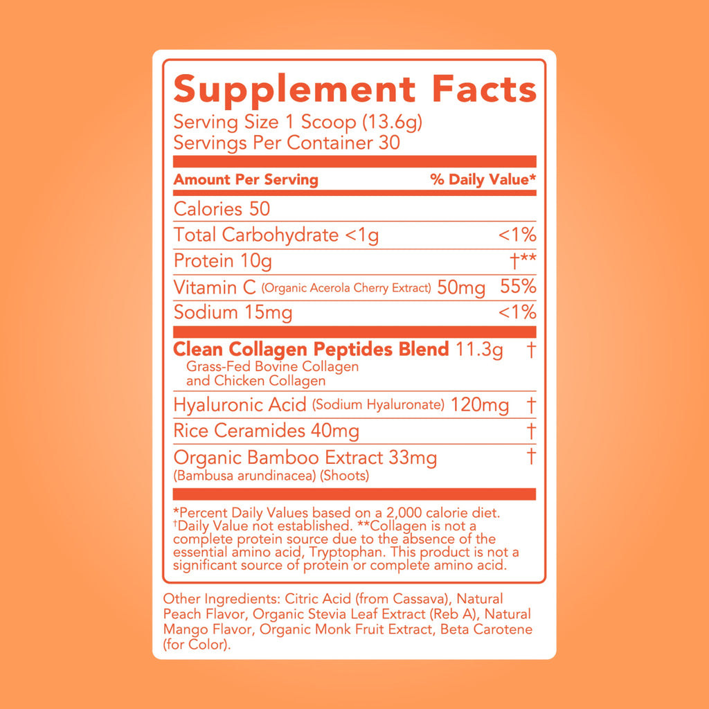 Collagen + Beauty Blend: Peach Mango (30 Servings)