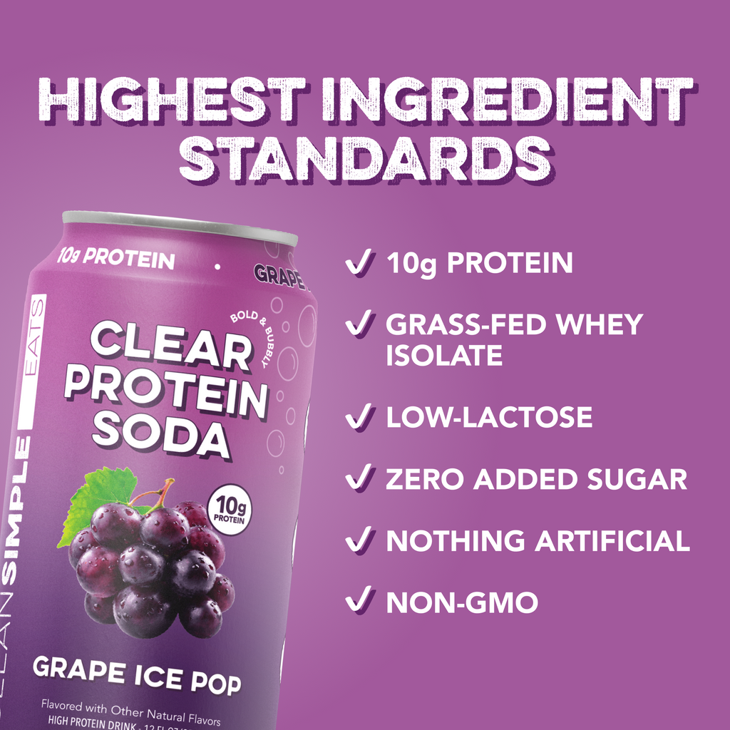Clear Protein Soda: Grape Ice Pop (12 Oz. | 12 Pack)
