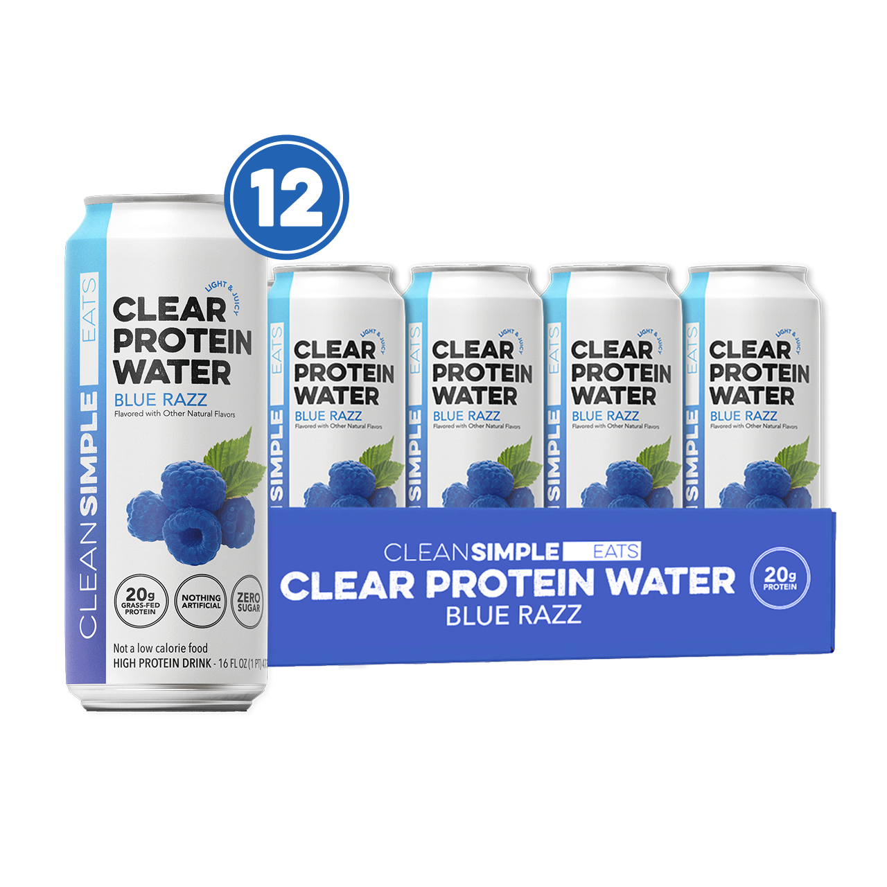 Clear Protein Water: Blue Razz (16 Oz. | 12 Pack)