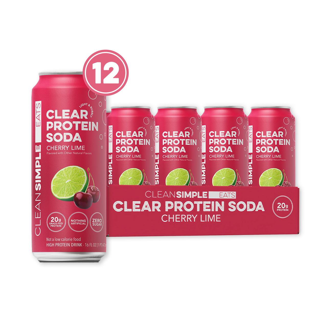 Clear Protein Soda: Cherry Lime (16 Oz. | 12 Pack)