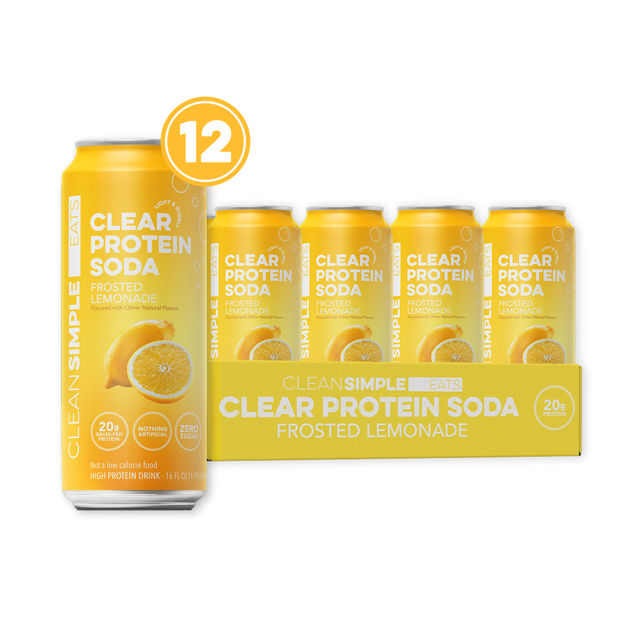 Clear Protein Soda: Frosted Lemonade (16 Oz. | 12 Pack)