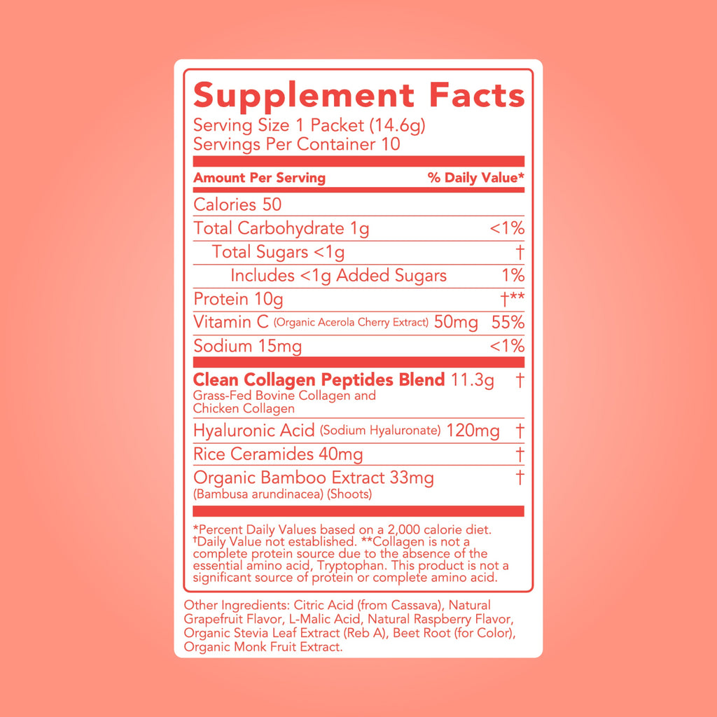Collagen + Beauty Blend: Ruby Red Raspberry (10 Single Serving Stick Pack)